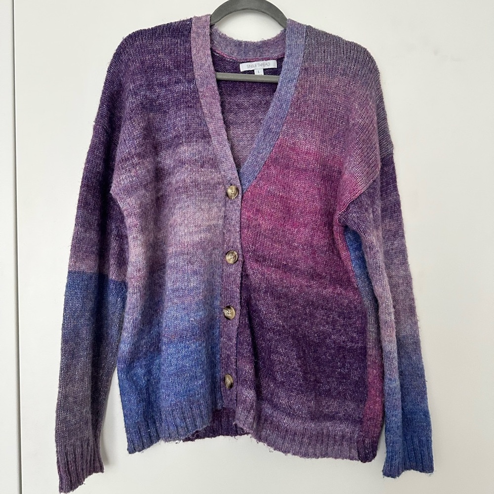 Purple Knit Ombré Women's Cardigan